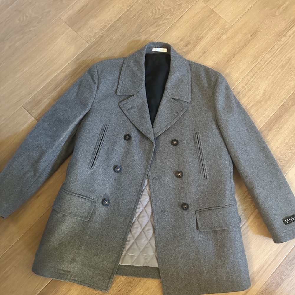 Gray Double-Breasted Men's pea Coat